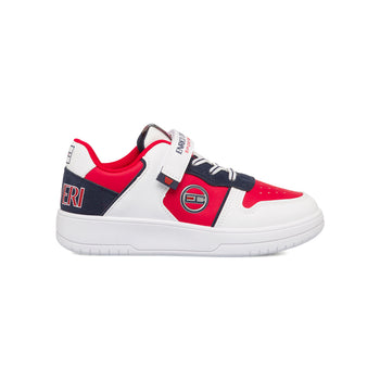 Sneakers bianche, rosse e blu da bambino con logo laterale Enrico Coveri, Bambino Sport, SKU s342500185, Immagine 0